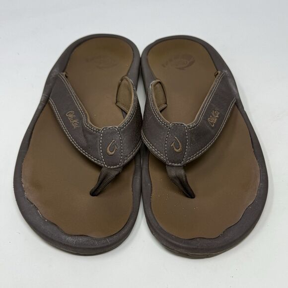Olukai Ohana Sandals Flip Flops Mens 10 Brown Thong Comfort Casual Beach Preppy - Picture 5 of 15